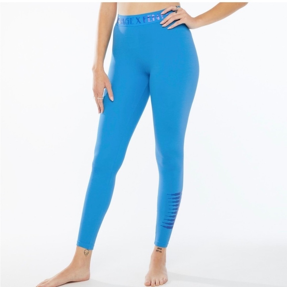 Savage x Fenty Forever Savage Leggings Pants Malibu Blue Full Ankle Womens Large